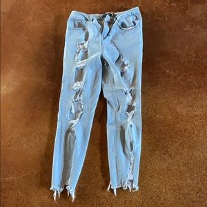 Ripped stretchy light wash jeans